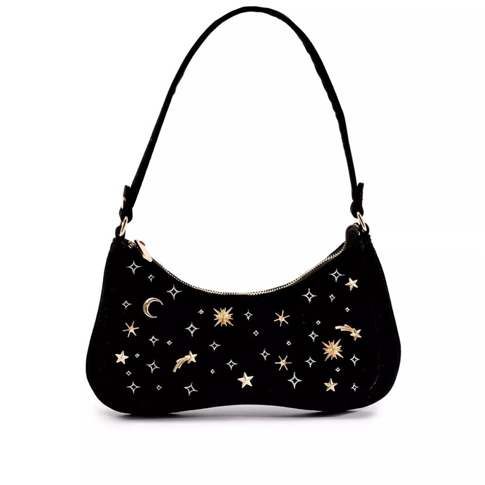 Black Kiera Celestial Velvet Shoulder Bag 🌙